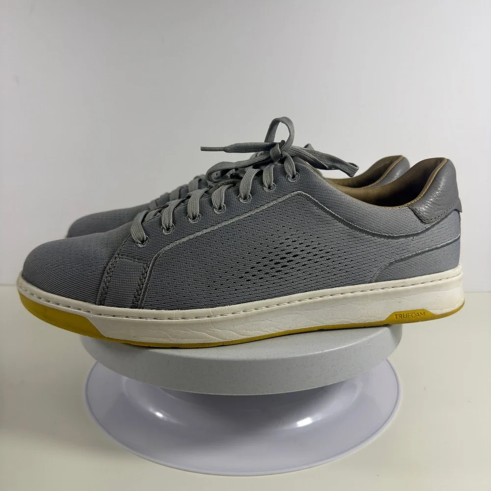 Johnston & Murphy Trufoam Mens Grey Knit Leather Trim Casual Sneakers Shoes 10.5